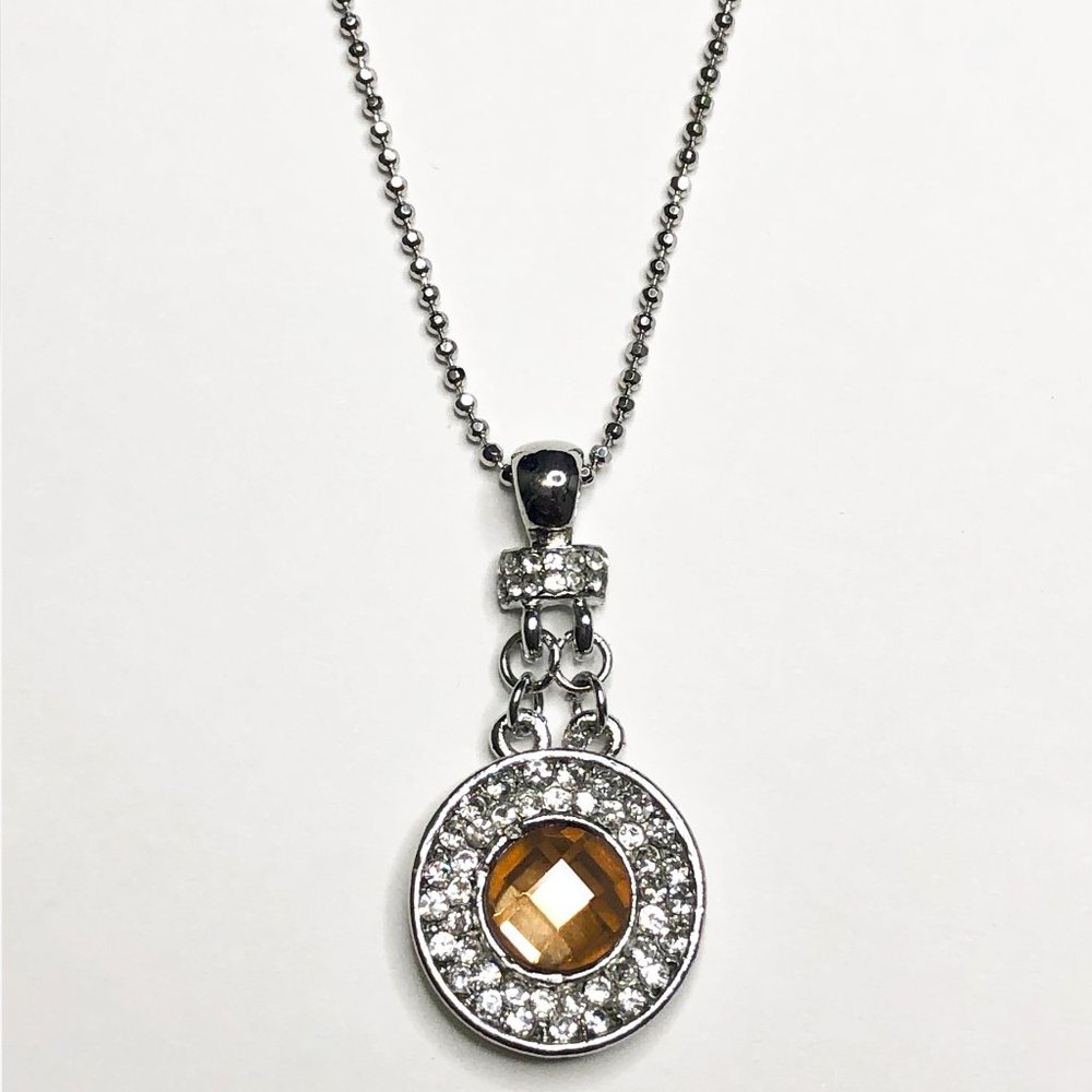 Zhie Caramel Crystal Pendant Necklace